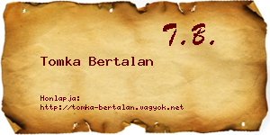 Tomka Bertalan névjegykártya